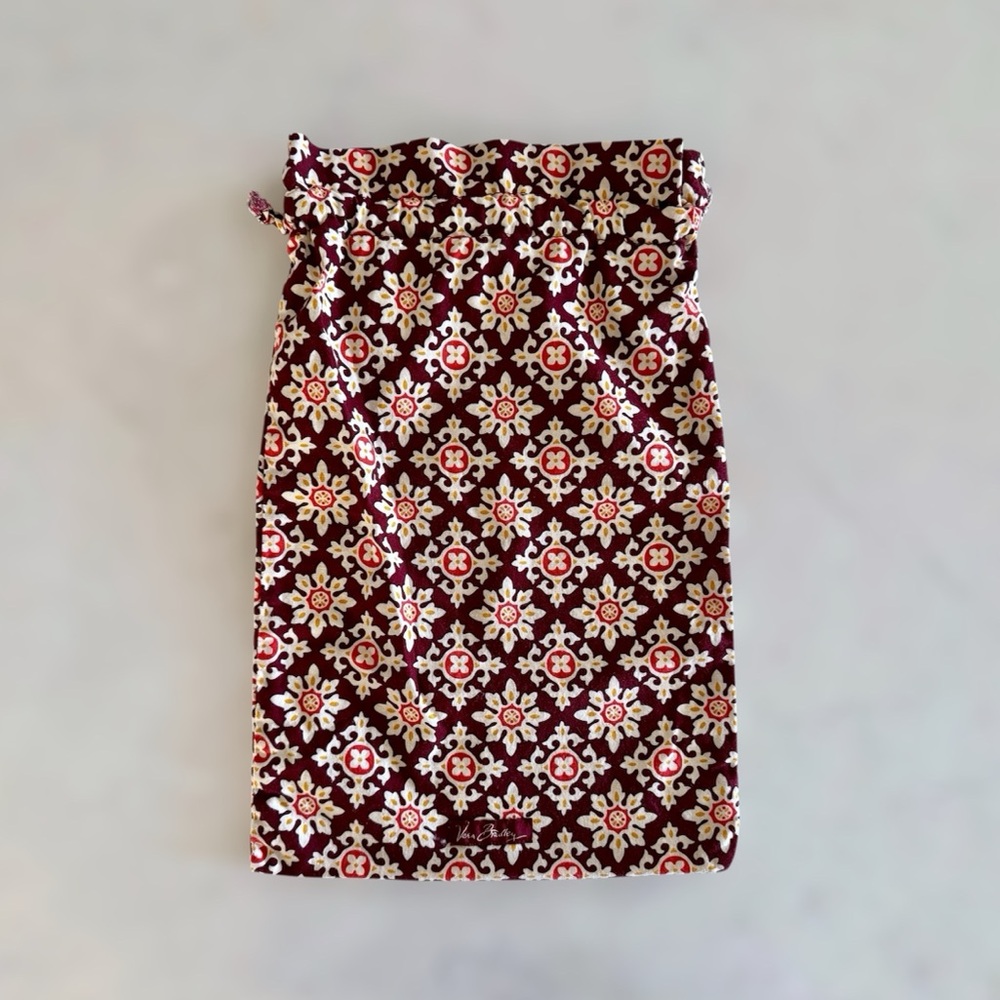 Vera Bradley Small Drawstring Ditty Bag, Medallion Maroon (Print Pattern)